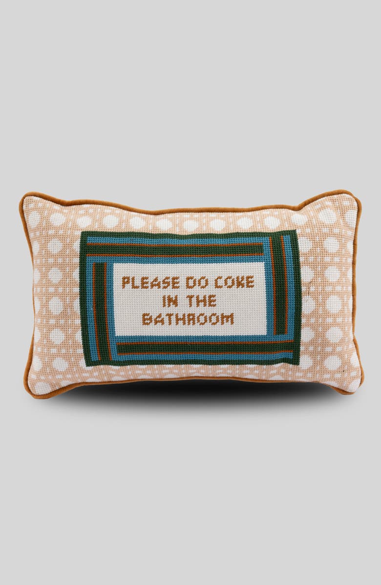 Furbish Bathroom Etiquette Needlepoint Pillow, Main, color, Bathroom Etiquette