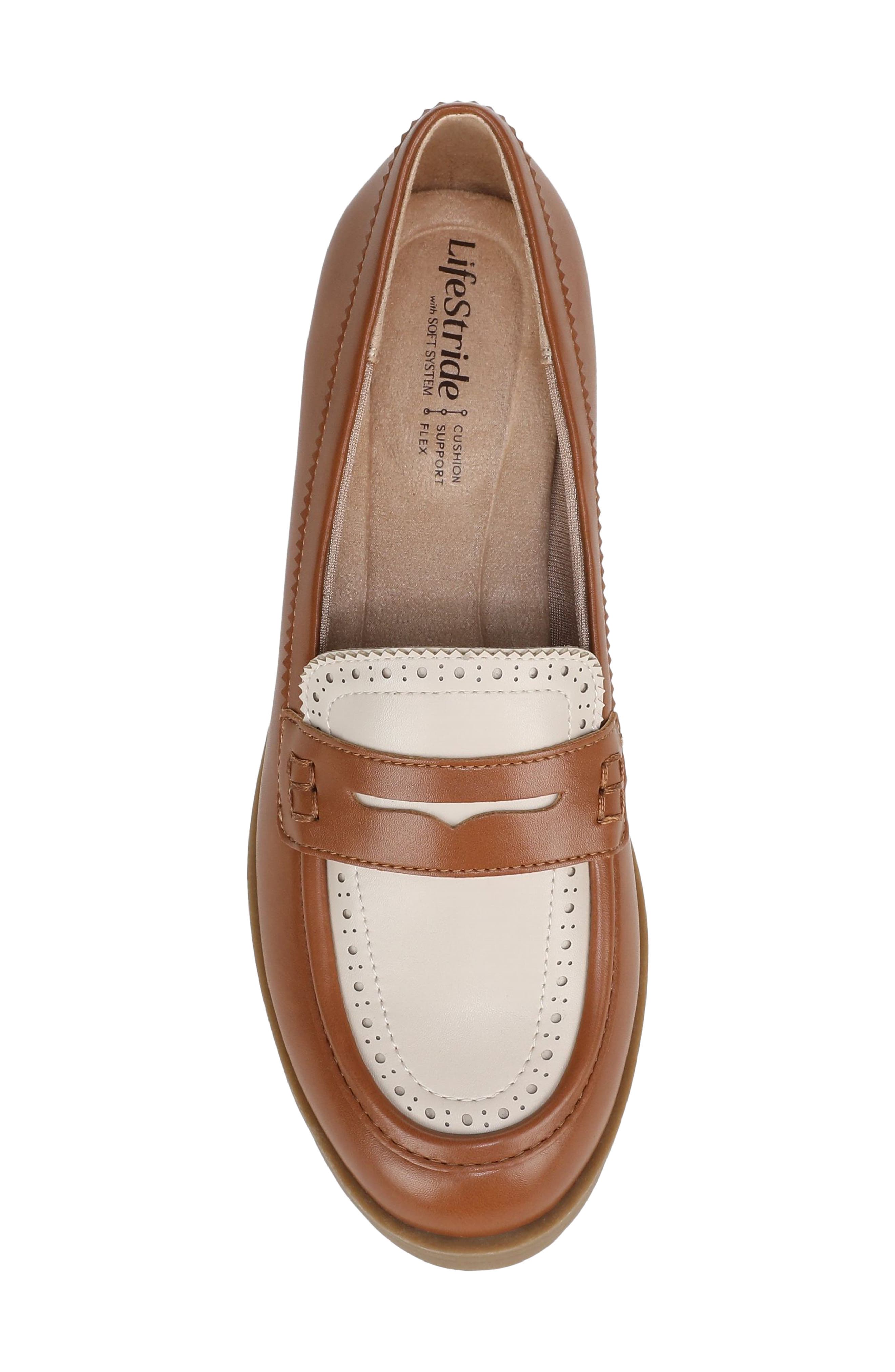 London 3 Platform Penny Loafer, Alternate, color, BOURBON/ BONE