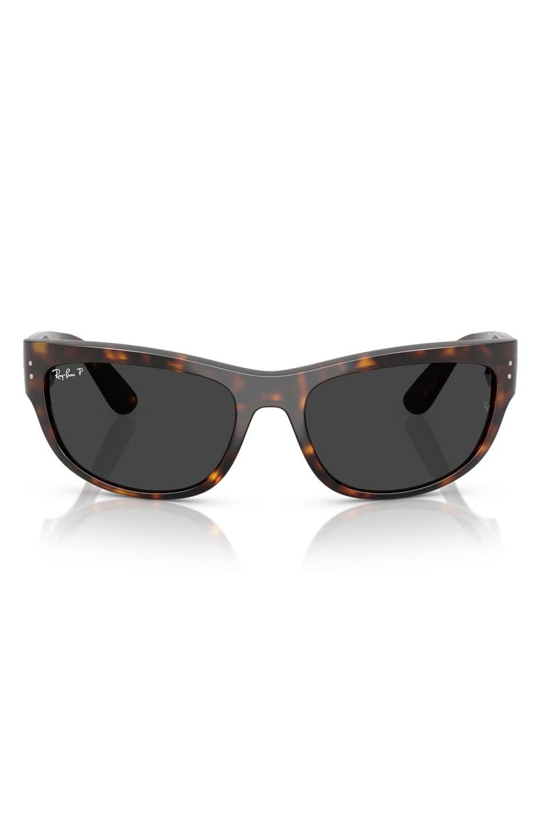 Ray-Ban 63mm Polarized Pillow Sunglasses, Main, color, Havana