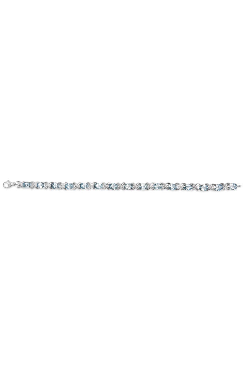 Haus of Brilliance Silver 16.0 Cttw Oval Blue Topaz and Diamond Accent Tennis X Link Bracelet, Alternate, color, White