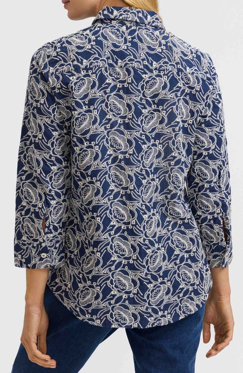 Foxcroft Zoey Embroidered Eyelet Shirt In Multi
