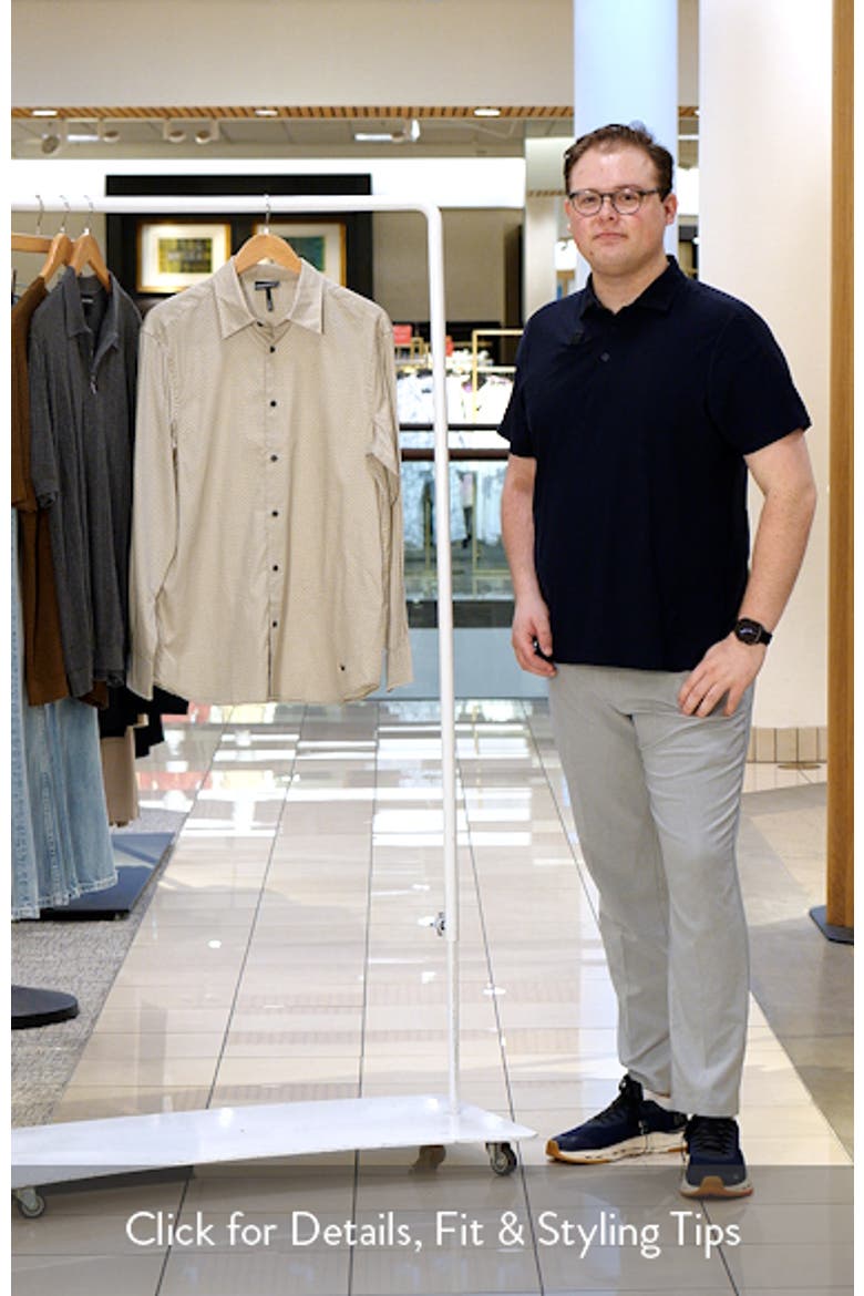Weave Pattern Stretch Button-Up Shirt video