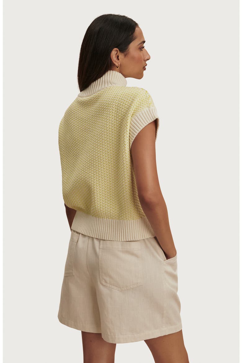 Fowley Quarter Zip Short Sleeve Sweater, Alternate, color, SNOW WHITE / LIMEADE