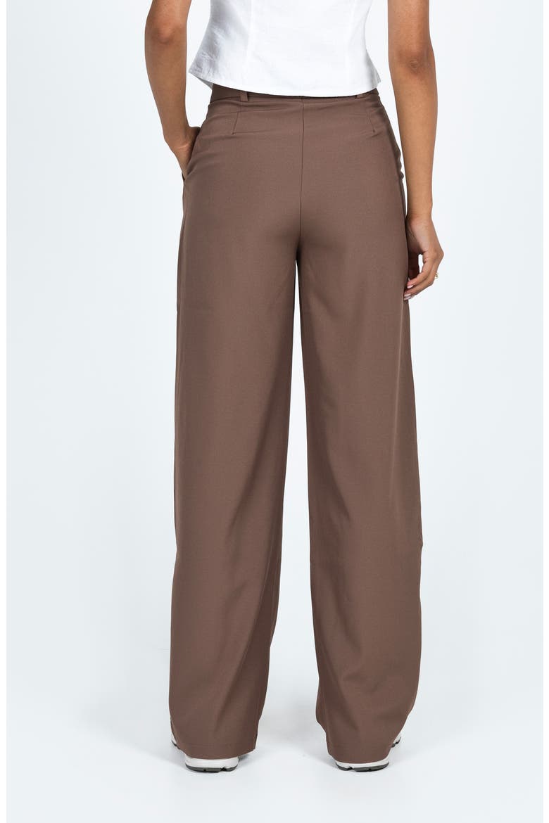 Archer Pleated High Waist Straight Leg Pants, Alternate, color, BROWN