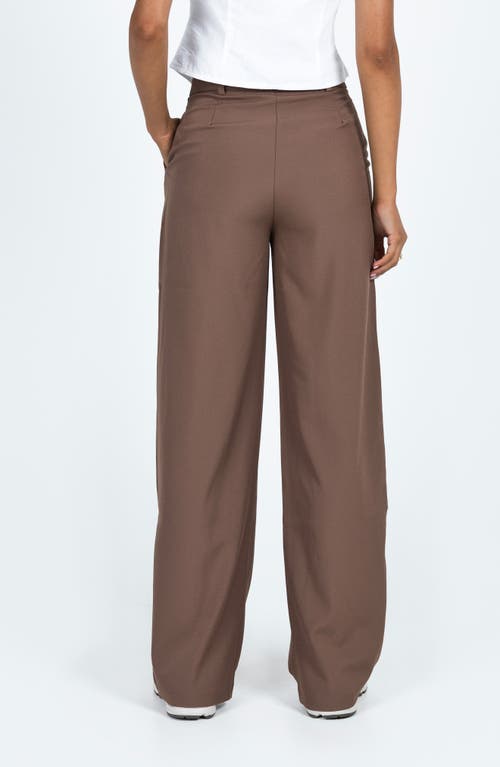 Princess Polly Archer Pleated High Waist Straight Leg Pants In Brown