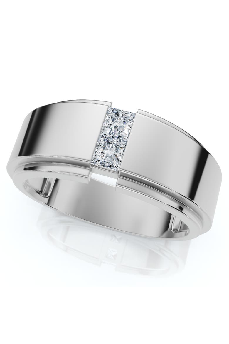 1Ct Men's Princess Cut Diamond Tension Set Wedding Ring 14k Gold Lab Grown, Alternate, color, 14k White Gold