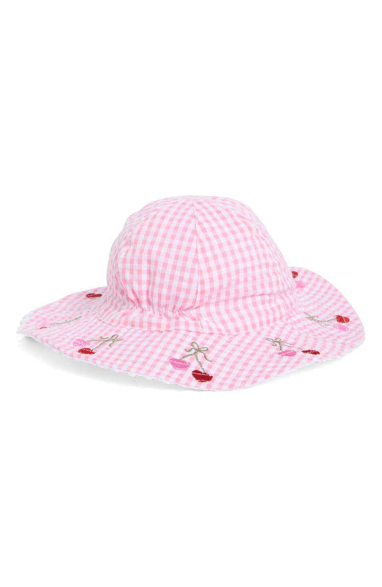 Toby Heart Cherry Gingham Sun Hat, Alternate, color, Ballet Pink