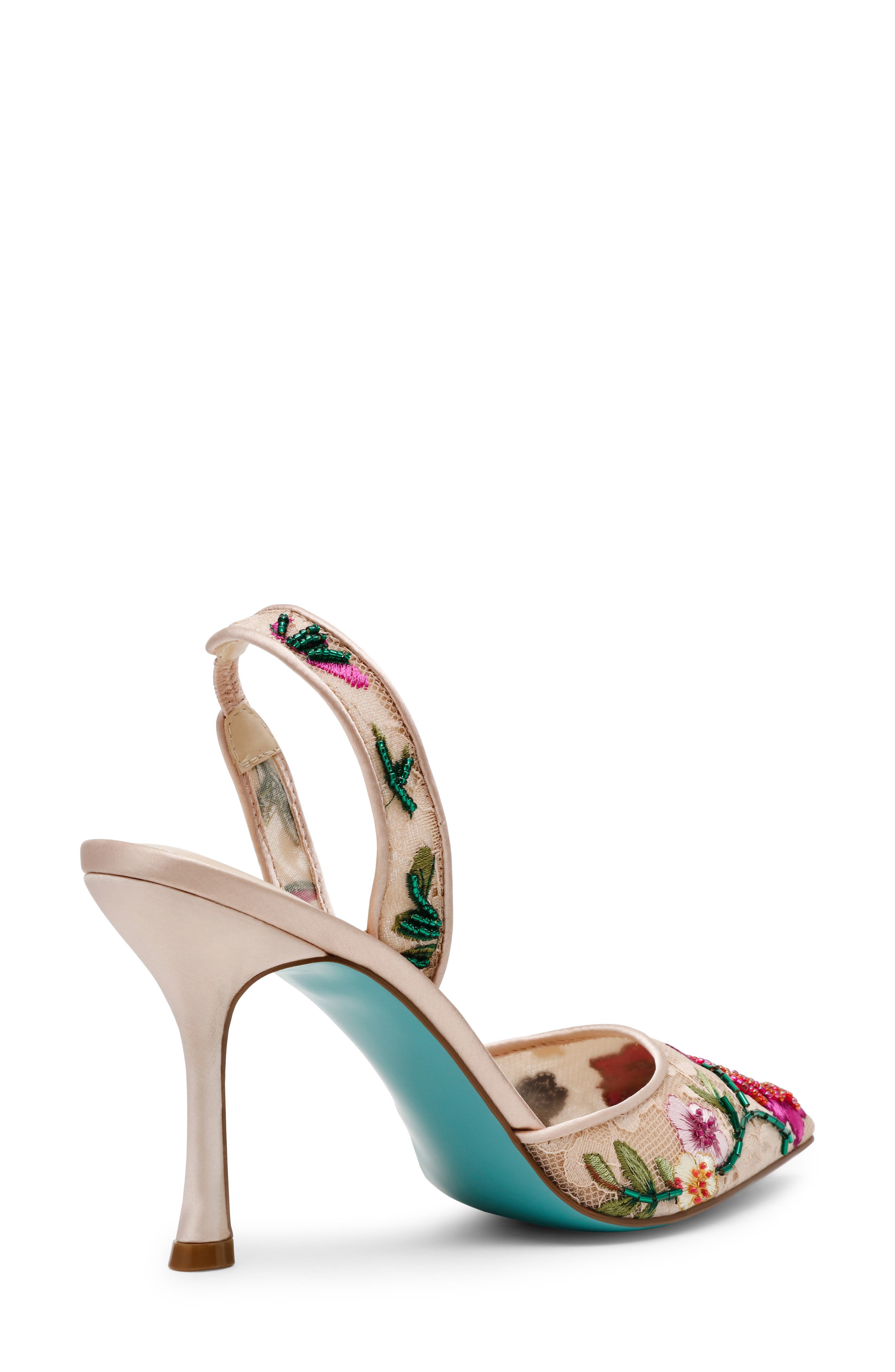 Betsey Johnson April Pointed Toe Slingback Pump, Alternate, color, Blush Multi Floral