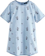 NEXT Floral Cross-Stitch Denim Shift Dress