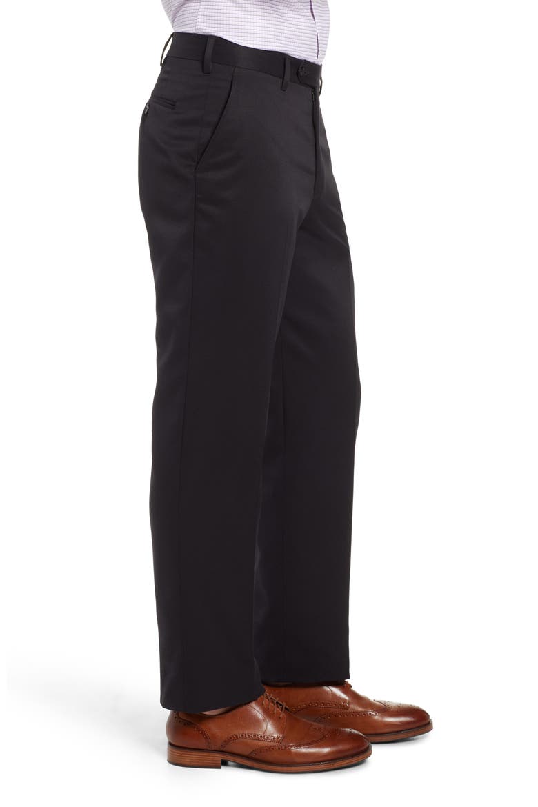 Classic Fit Flat Front Microfiber Performance Dress Pants, Alternate, color, BLACK