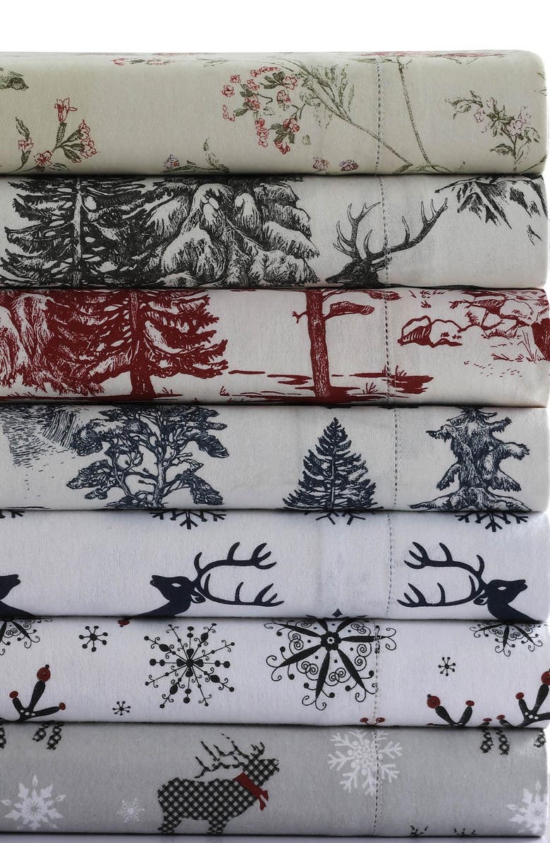 AZORES HOME Checkered Buck Cotton Flannel Sheet Set, Alternate, color, Grey