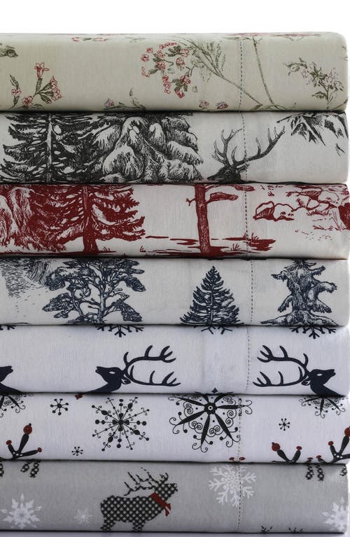 Azores Home Checkered Buck Cotton Flannel Sheet Set In Gray