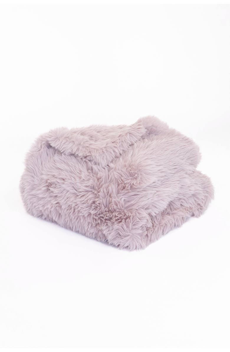 Sea To Me Blankets Palm Springs Plush Faux Fur Throw Blanket, Alternate, color, Rosewater