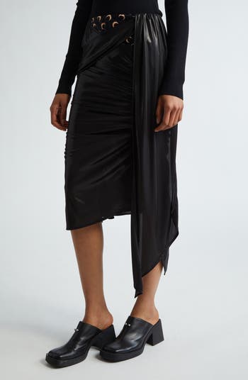 ワンピース MARINE SERRE Women Mid Skirts WDR335ACJER0022 BK99 BLACK Moon Logo Ribbed Jersey Mini Dress • Marine Serre