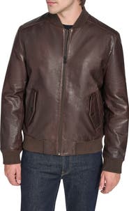 Cole Haan Leather Bomber Jacket