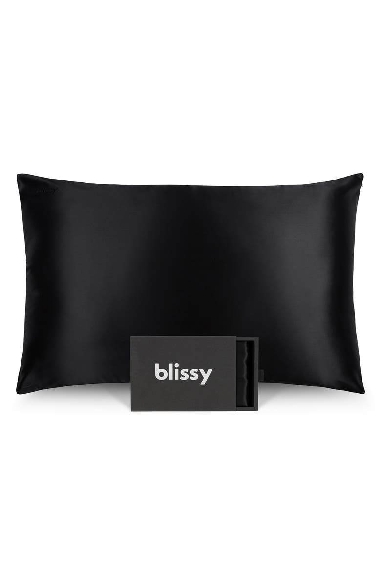 BLISSY Mulberry Silk Pillowcase, Main, color, Black