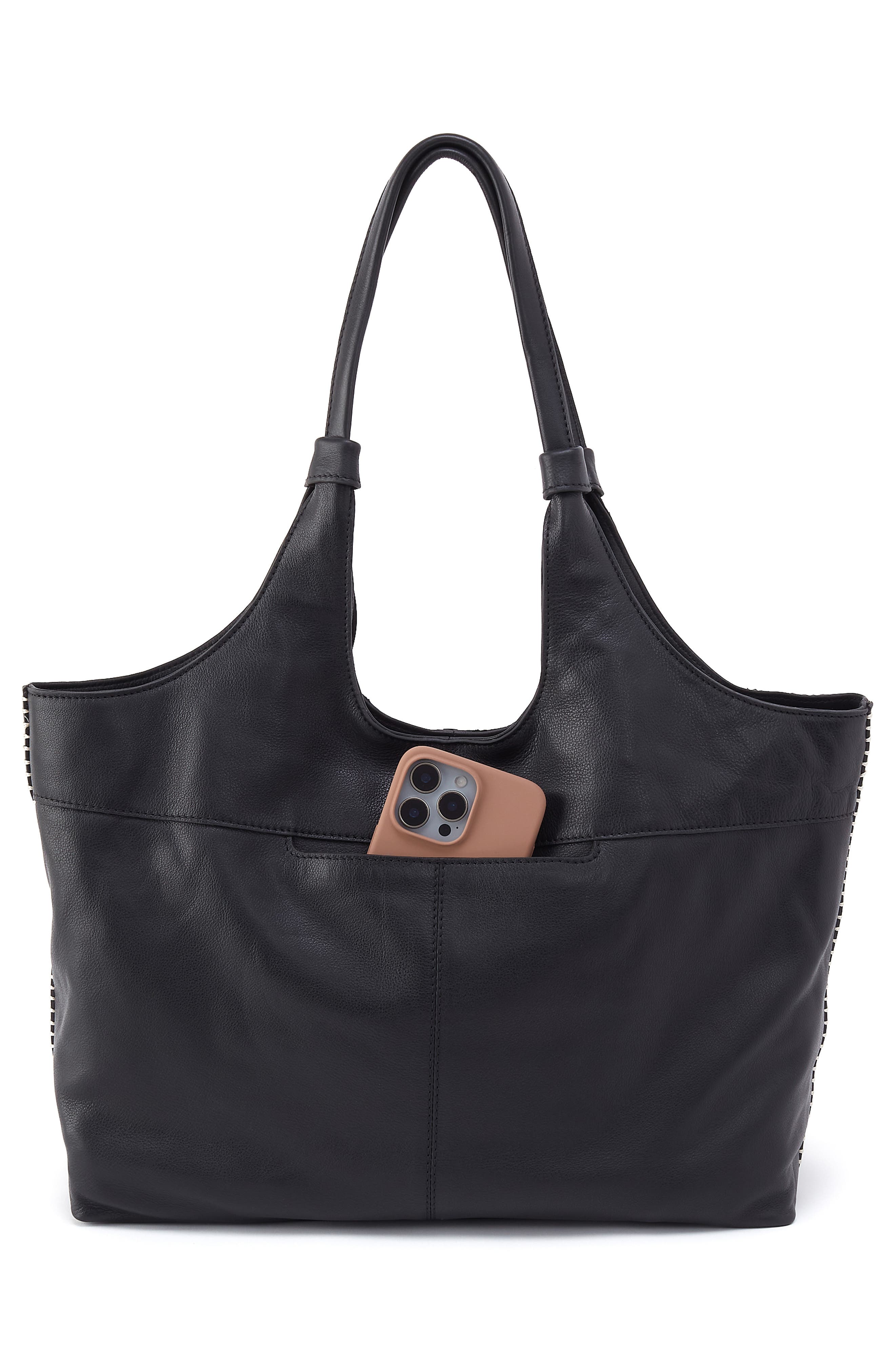 HOBO La Jolla Leather Tote, Alternate, color, Black