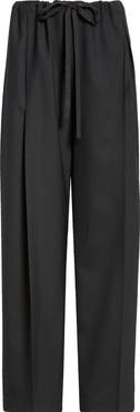 Khaite Trenton Pleated Tropical Wool Drawstring Pants