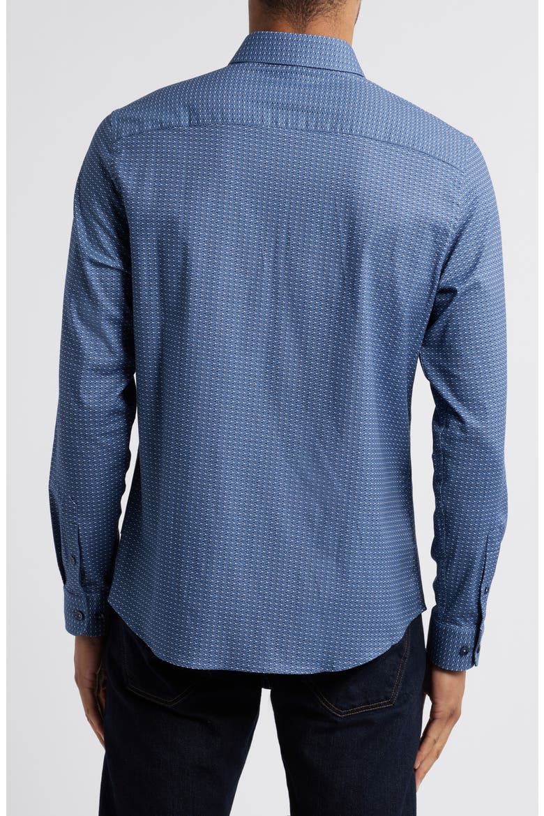 Rectangular Geo Print Button-Up Shirt, Alternate, color, DUSK BLUE