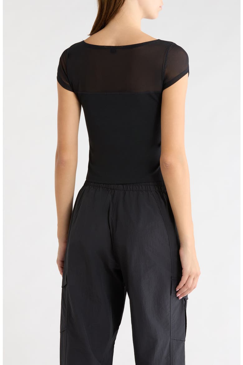 Mesh Boat Neck Performance Tee, Alternate, color, BLACK
