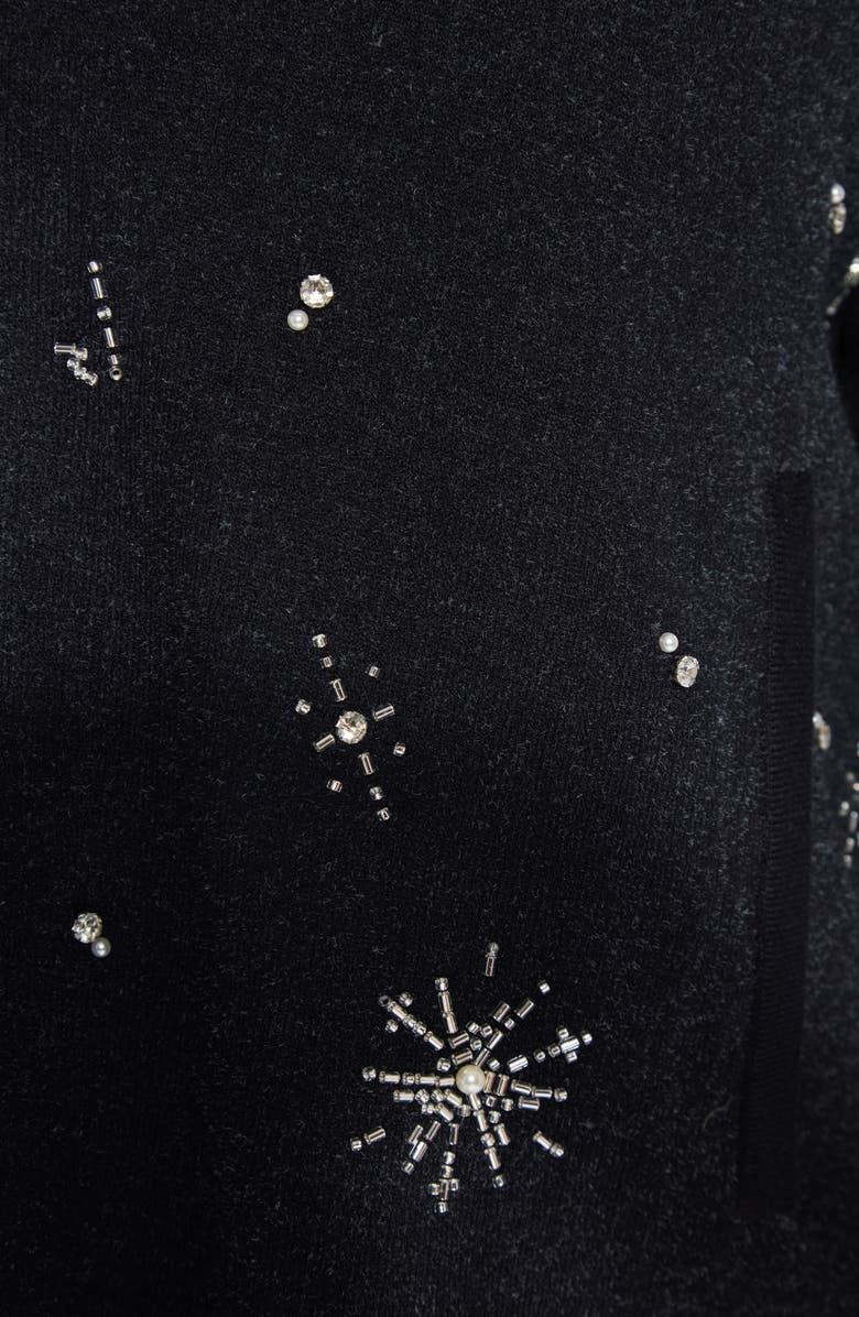 Lysse Scottie Crystal & Faux Pearl Embellished Knit Jacket, Alternate, color, Charcoal/ Light Pewter