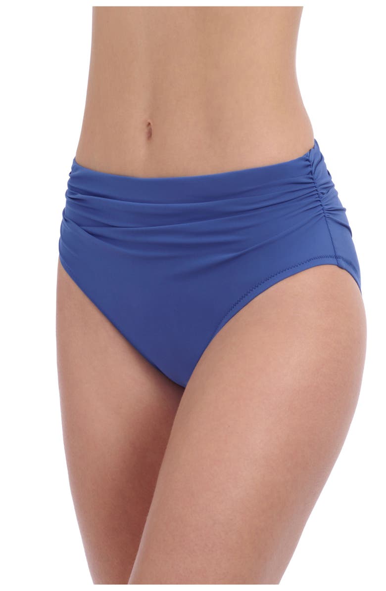 Profile by Gottex Solo Mid-Rise Shirred Bottom, Alternate, color, Denim