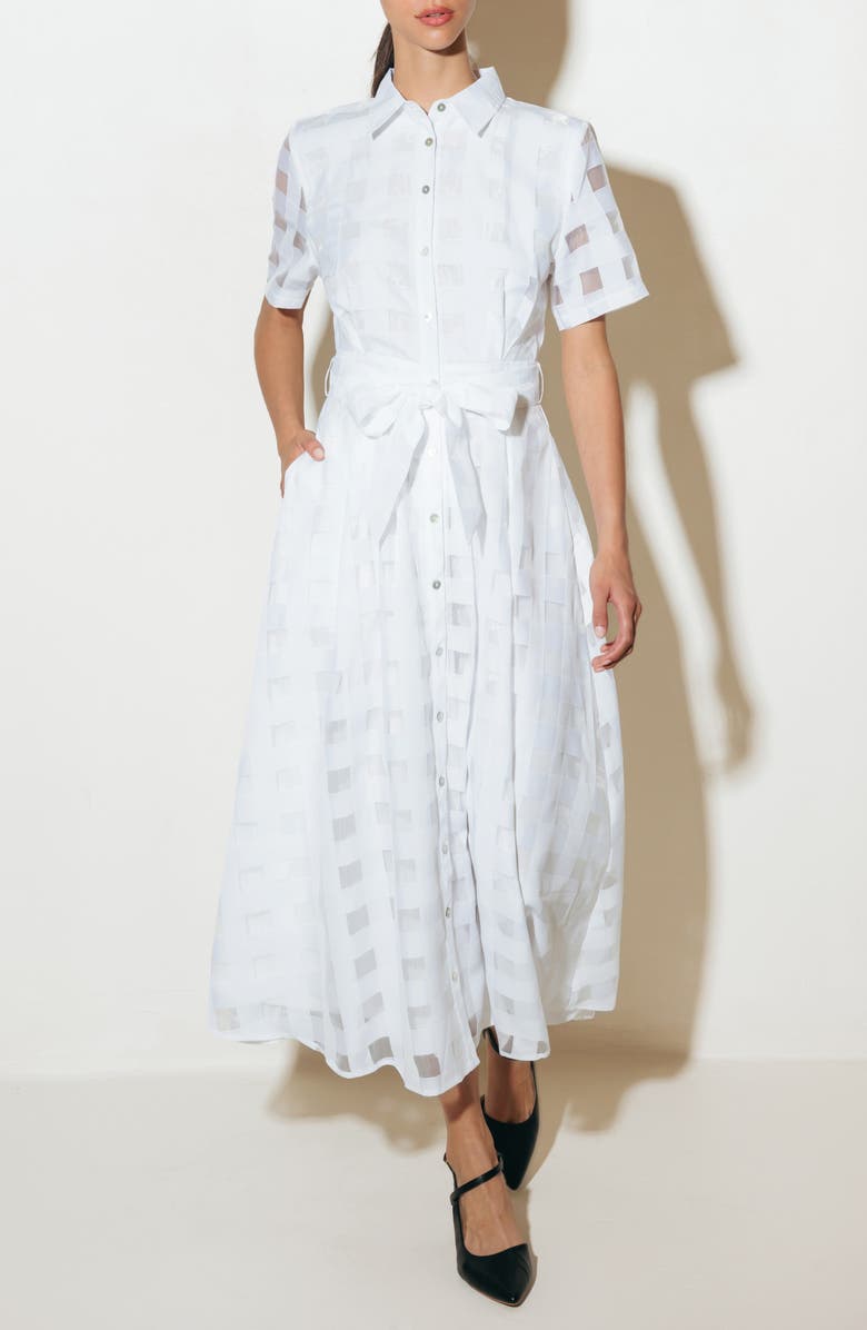 FREEMARKET Basketweave Organza Maxi Shirtdress, Alternate, color, 