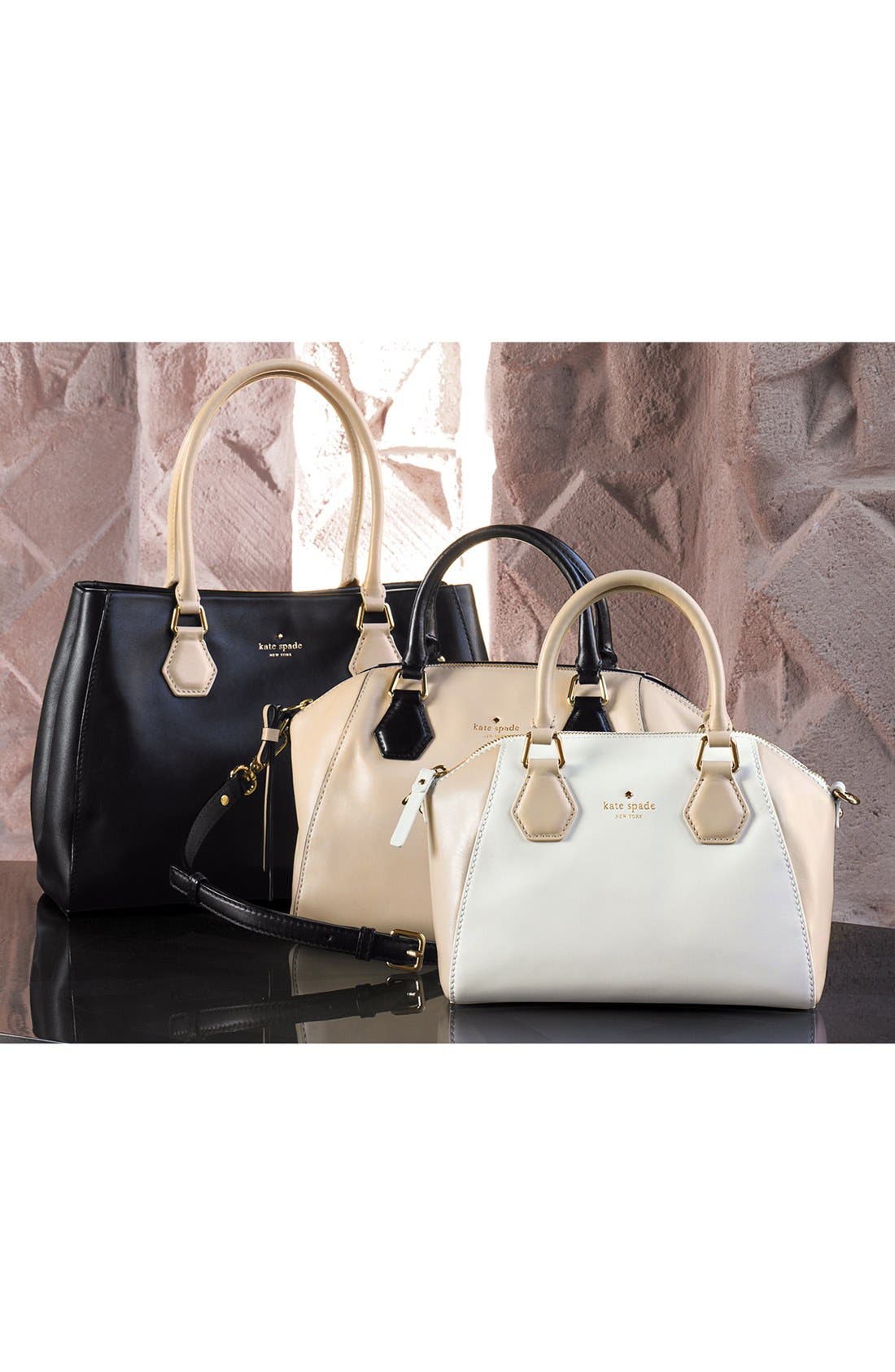 'catherine street - pippa' leather satchel, Alternate, color, BLACK