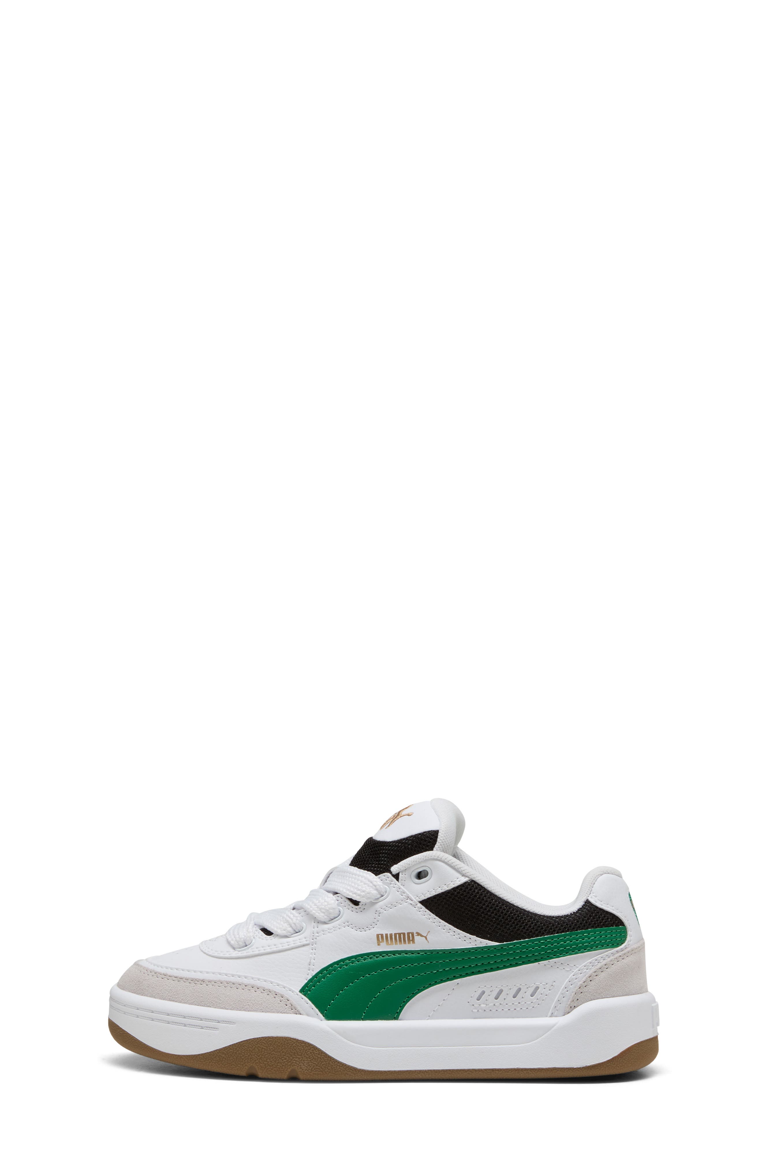 PUMA Kids' Park Lifestyle SK8 Sneaker, Alternate, color, Puma White- Green- Gold