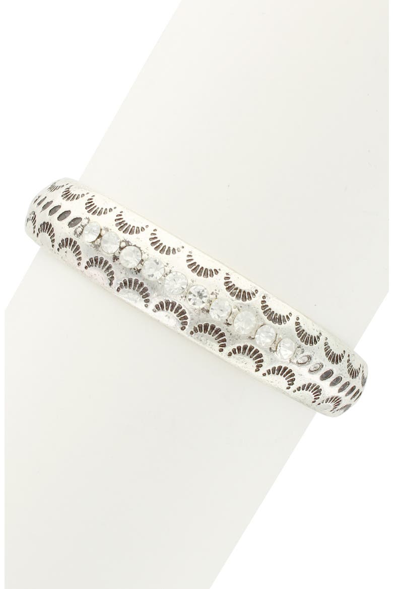 Crystal Crescent Cutout Bracelet, Main, color, BURNISHED SILVER / CLEAR
