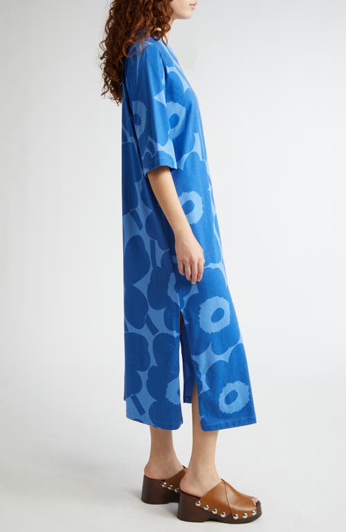 Marimekko Midia Unikko Relaxed Fit Cotton T-shirt Dress In Blue Dark Blue