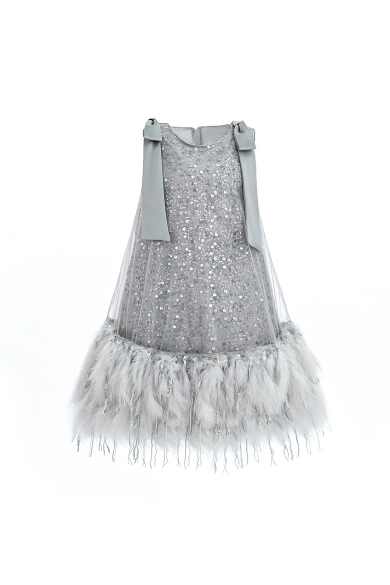 Sequin Feather Dress, Main, color, Silver