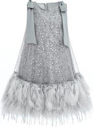 Tulleen Sequin Feather Dress