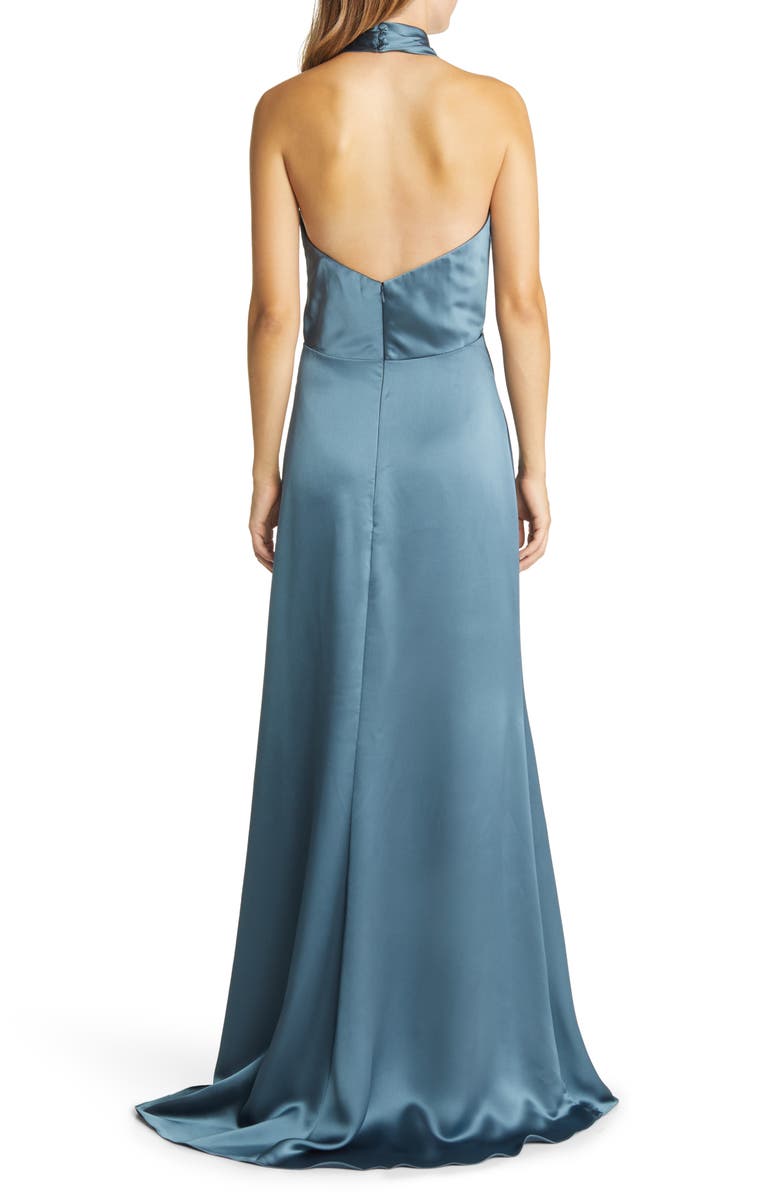 Amsale Halter Neck Satin Gown, Alternate, color,