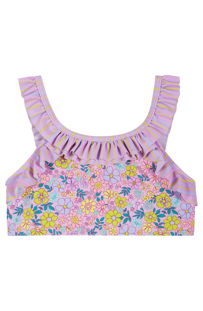 Andy & Evan Kids' Floral Ruffle Two-Piece Swimsuit & Headband Set, Alternate, color, Purple Bouquet
