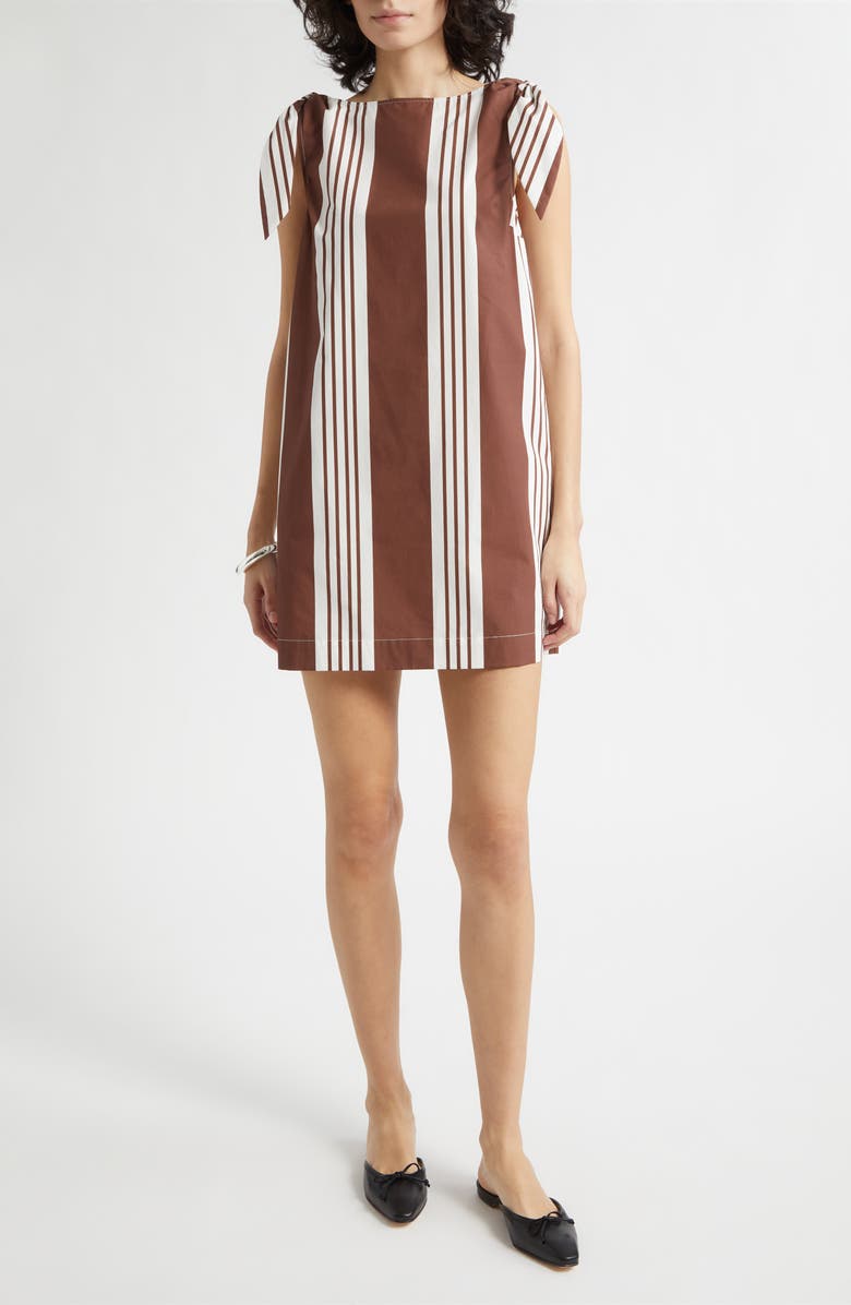 POSSE Rosie Variegated Stripe Cotton Minidress, Main, color, Choc Stripe