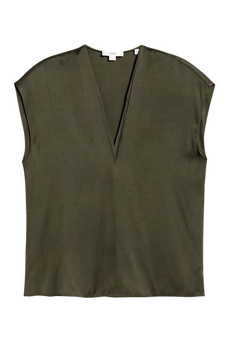 V-Neck Cap Sleeve Top, Alternate, color, PINE GROVE