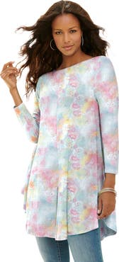 Roaman's Plus Size Boatneck Swing Ultra Drape Tunic Top