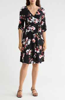 Faux Wrap Mid Dress