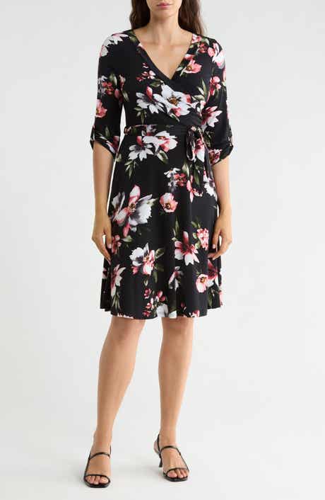 Faux Wrap Mid Dress