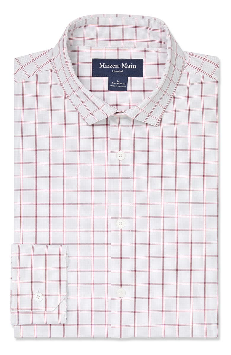 Mizzen+Main Leeward Trim Fit Plaid Performance Button-Up Shirt, Alternate, color, Aluminum Hampton Plaid