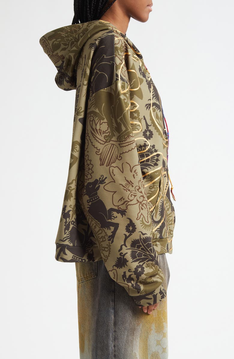 Paolina Russo Medieval Gilded Camo Zip Hoodie, Alternate, color, Khaki / Gold