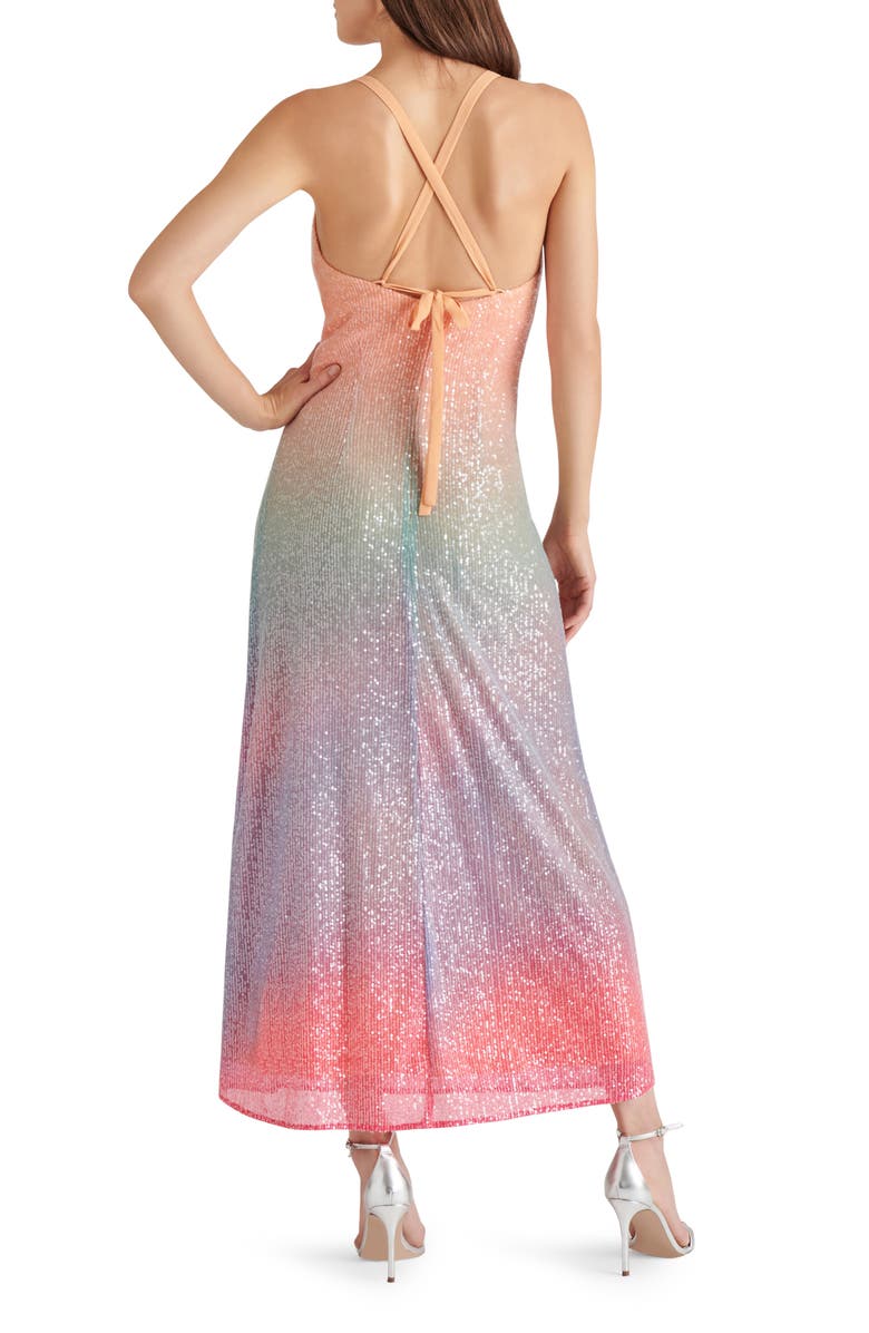 Steve Madden Catania Sequin Rainbow Ombré Maxi Slipdress, Alternate, color, 