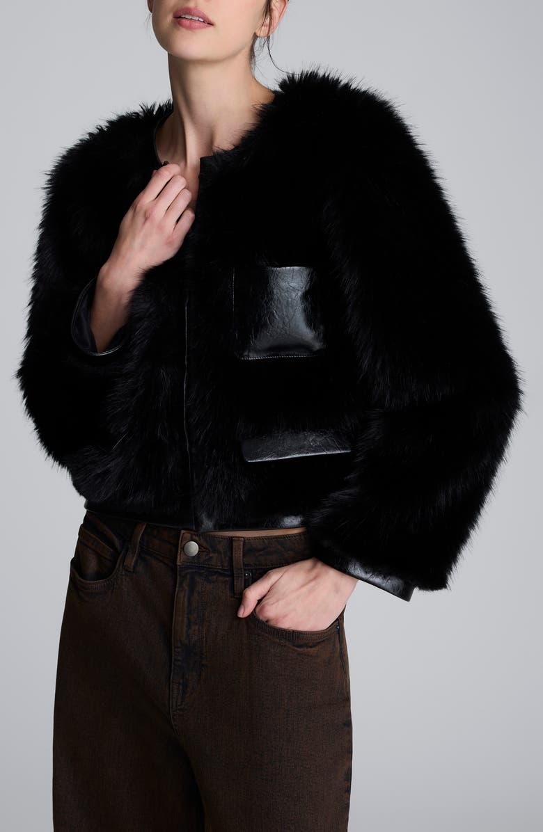 Kenneth Cole Faux Fur & Faux Leather Jacket, Main, color, Black