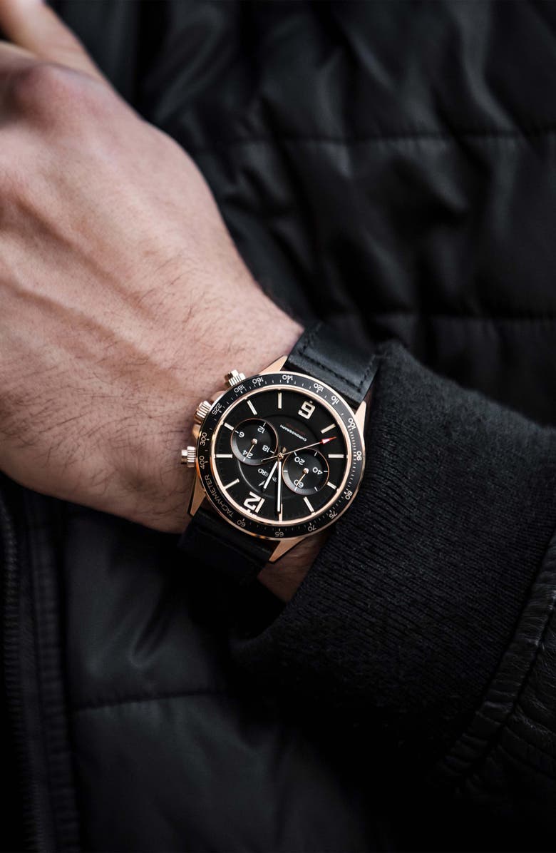 Vincero Apex Chronograph Leather Strap Watch, 42mm, Alternate, color, 