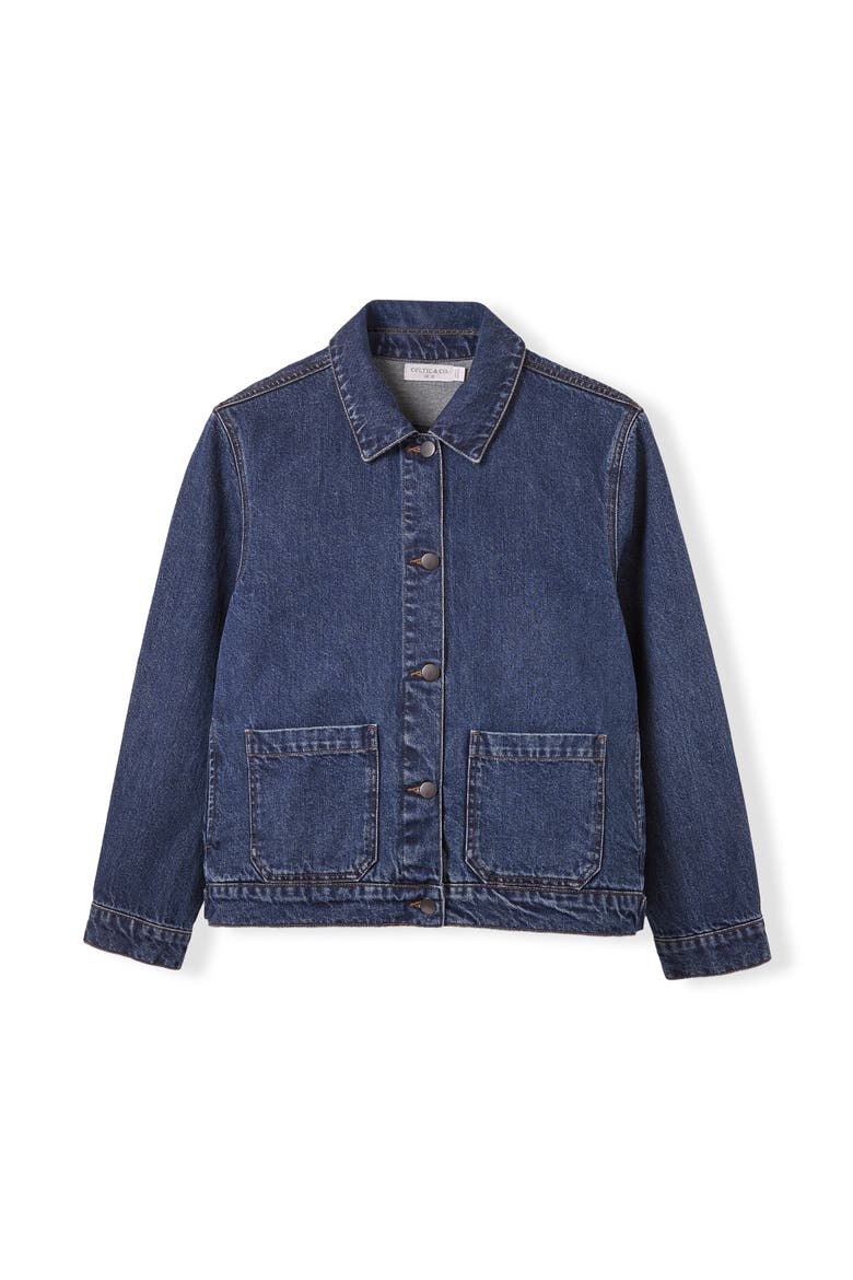 Boxy Patch Pocket Denim Jacket, Alternate, color, Indigo Rinse Wash