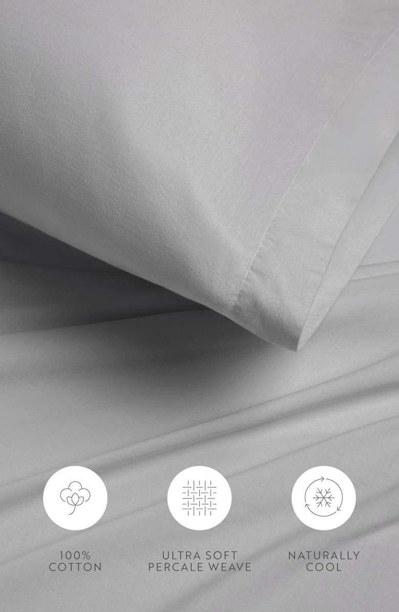 HOMESPUN Solid Cotton Percale Sheet Set, Alternate, color, Light Gray
