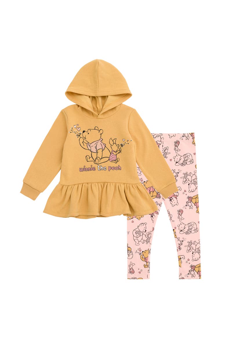 Winnie the Pooh Fleece 2-Piece Hoodie and Leggings Set, Main, color, Pooh Piglet Tan Pink