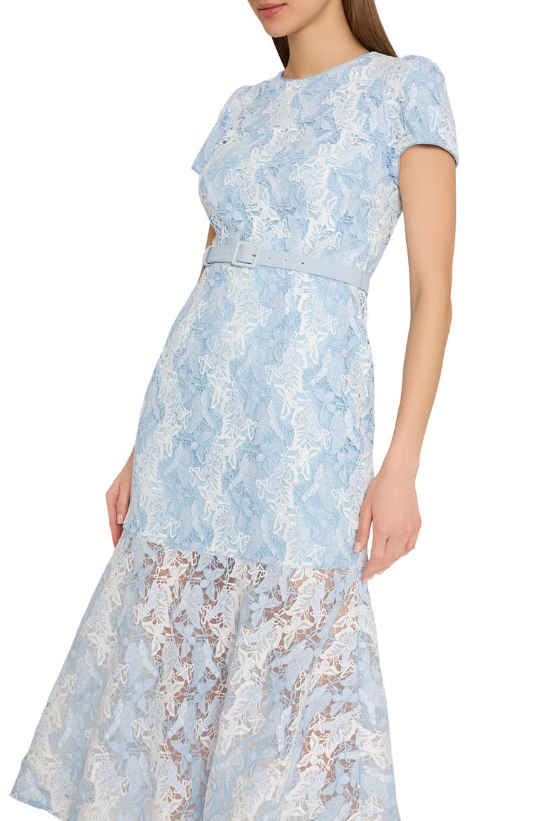 Tahlia Butterfly Lace Midi Dress, Alternate, color, WHITE/ BLUE
