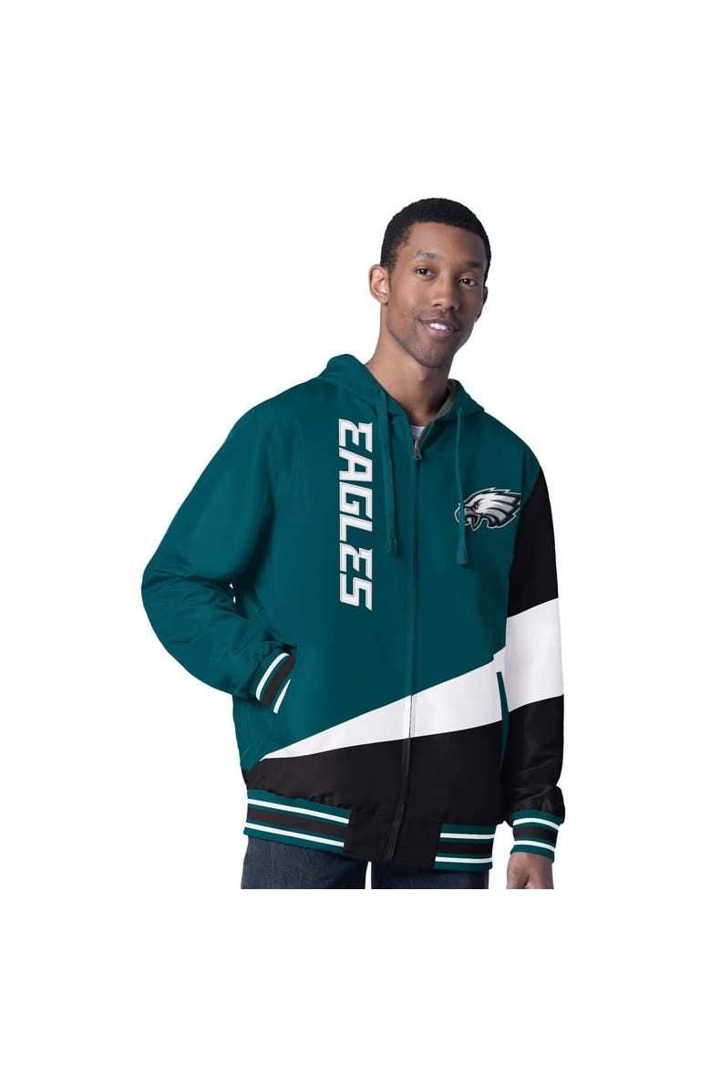 Men's G-III Sports by Carl Banks Midnight Green/Charcoal Philadelphia Eagles Dual Threat Reversable Full-Zip Hooded Jacket, Main, color, Green